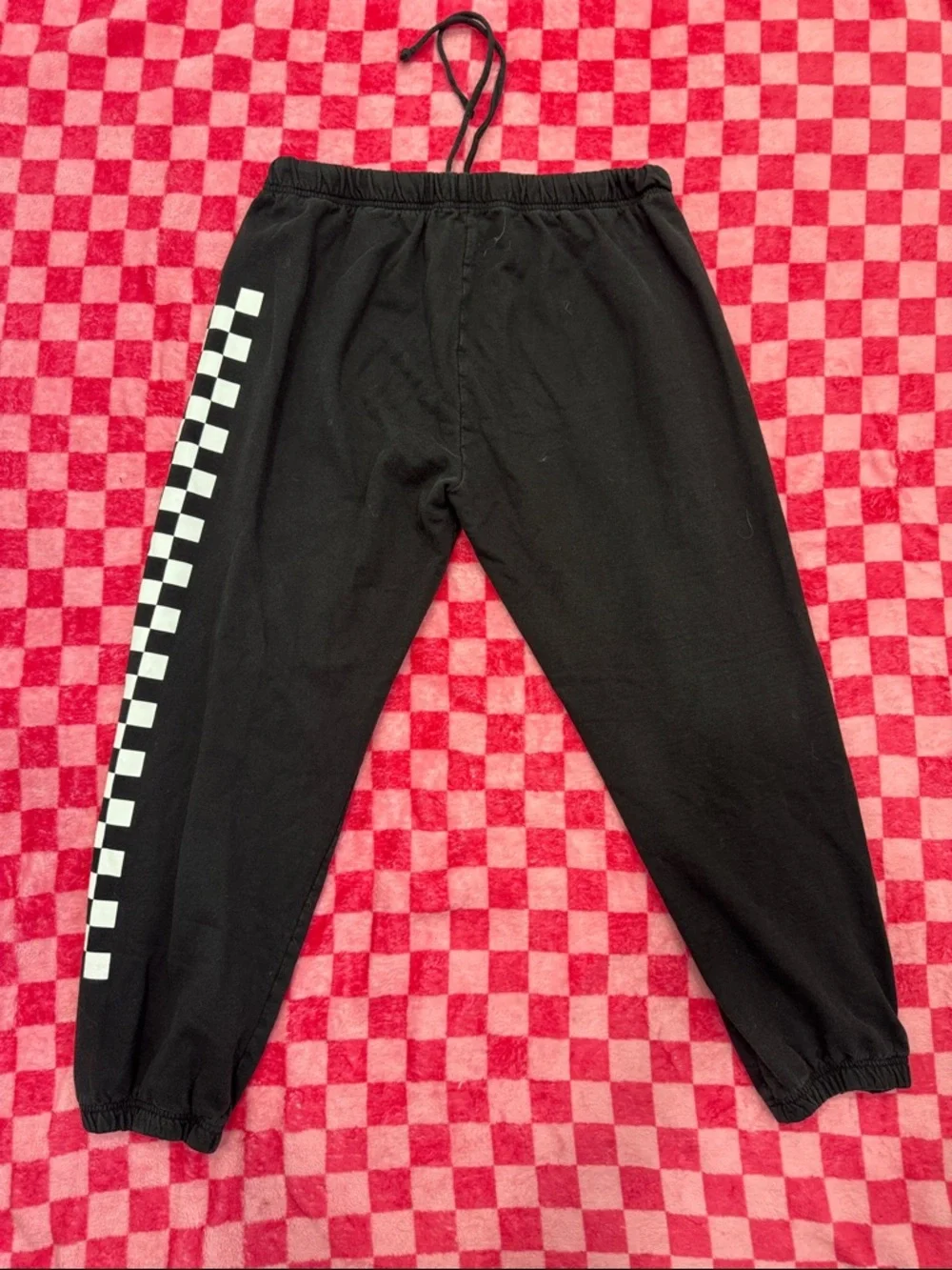 Sub_Urban Riot Black Joggers with White Checker Stripe - Picture 5 of 5